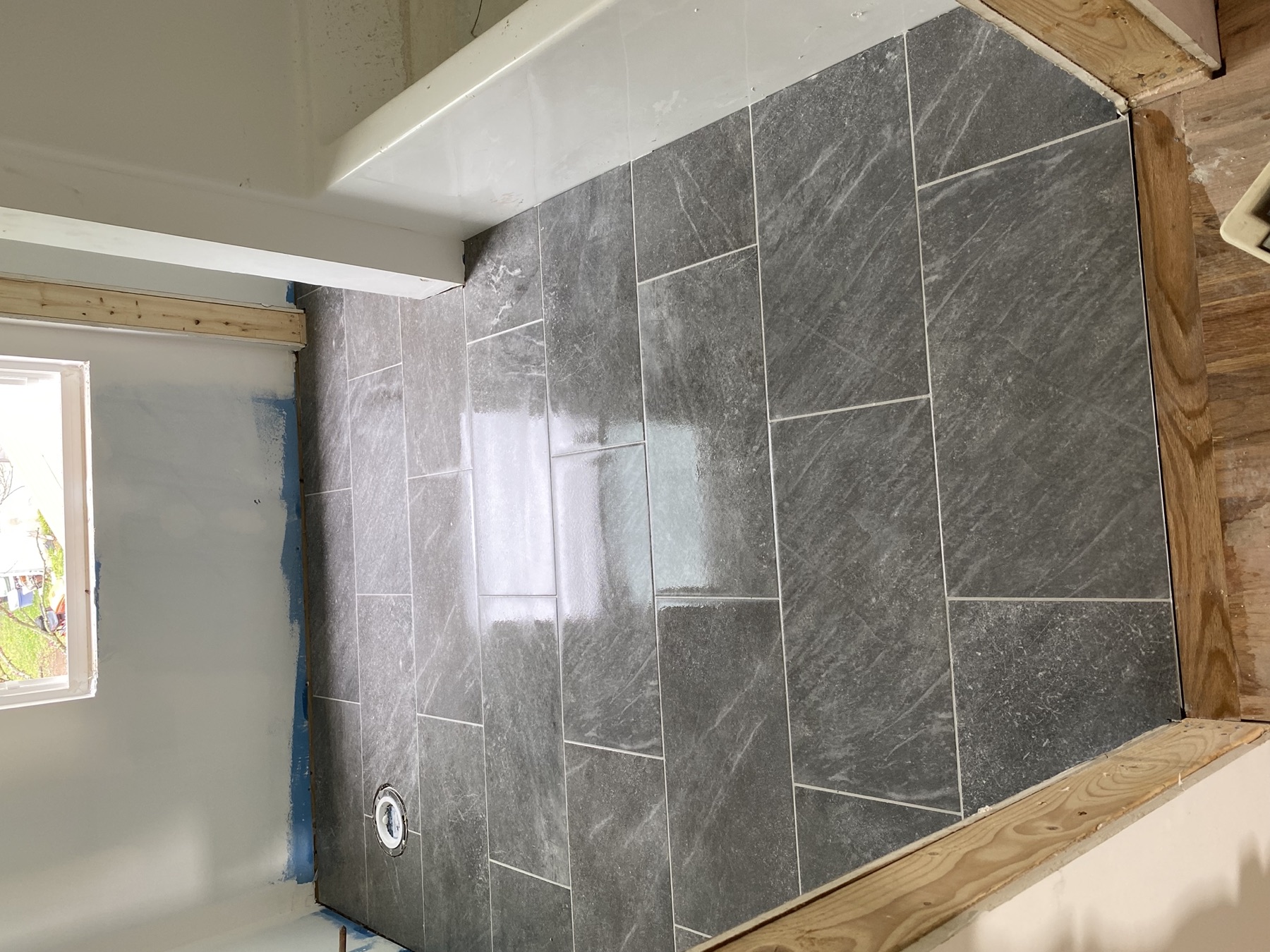 Bathroom · charcoal floor tile